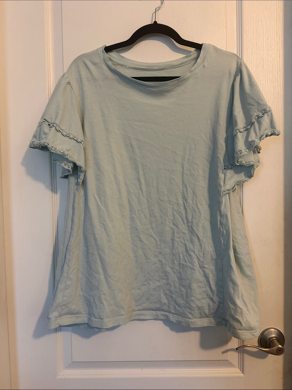 Ava & Viv Light Blue Ruffle Sleeve Tee